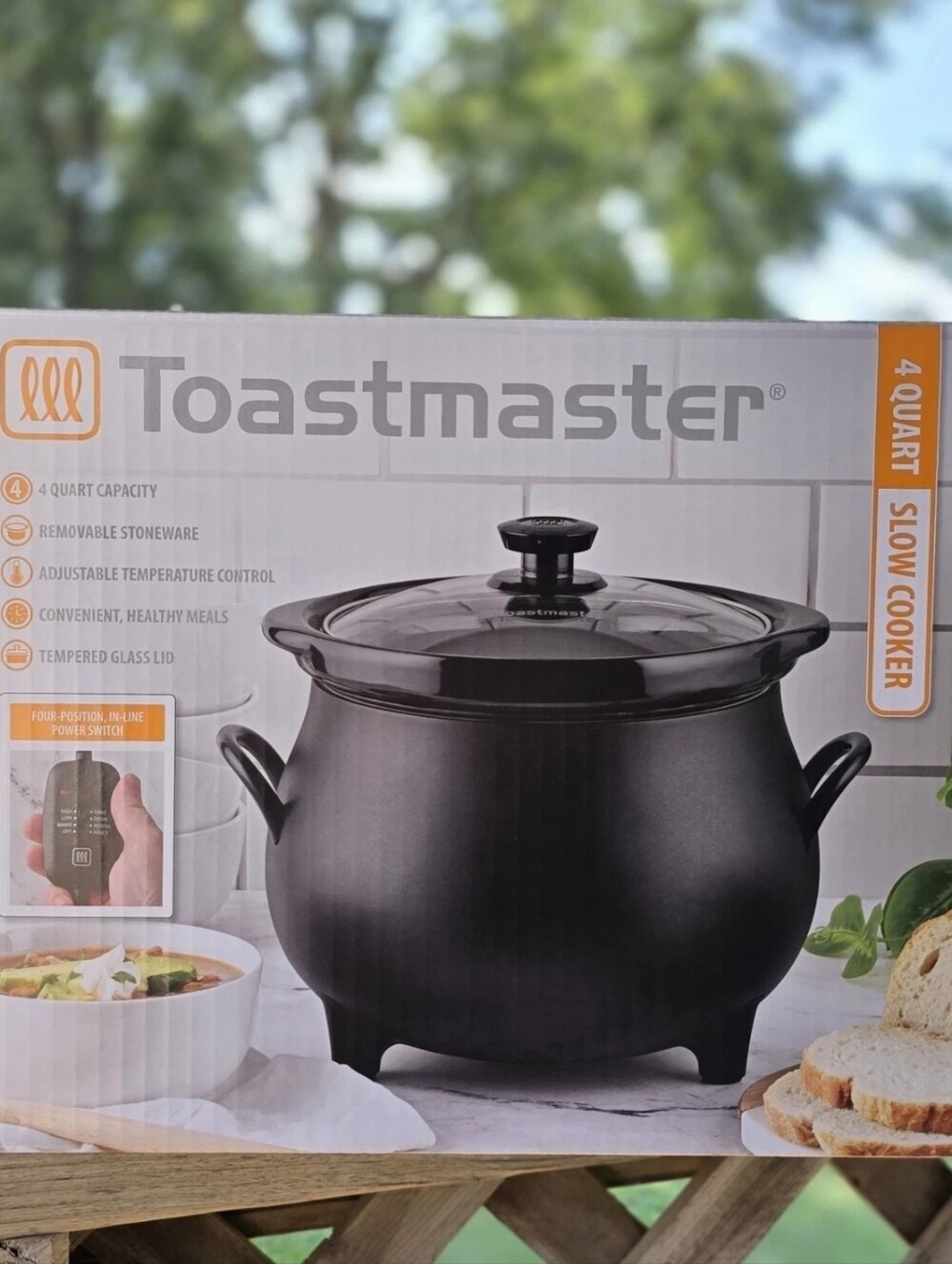 Toastmaster 4 QT Cauldron Slow Cooker Removable Crock Glass Lid Halloween New